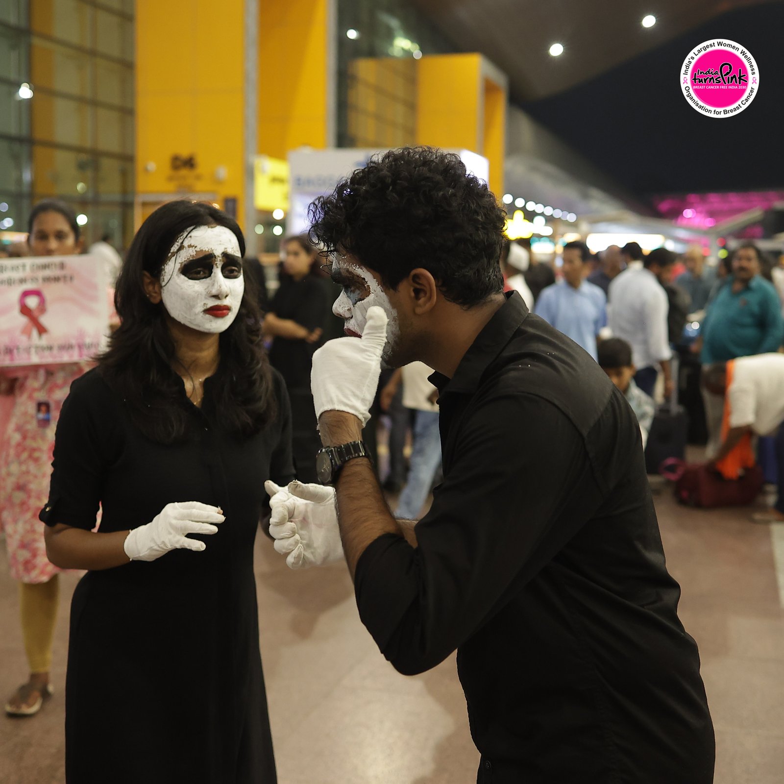A breast cancer awareness activity with a large group of participants